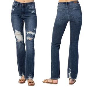 Judy Blue Slim Bootcut Distressed Jeans 14W